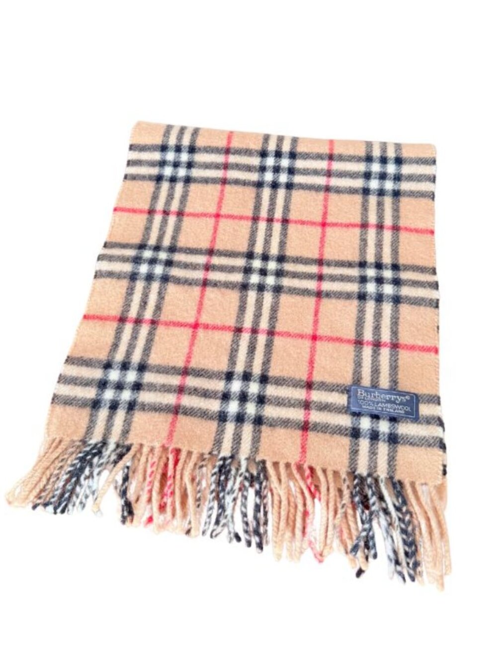 Burberrys Vintage Nova Check Camel Lambswool Scarf